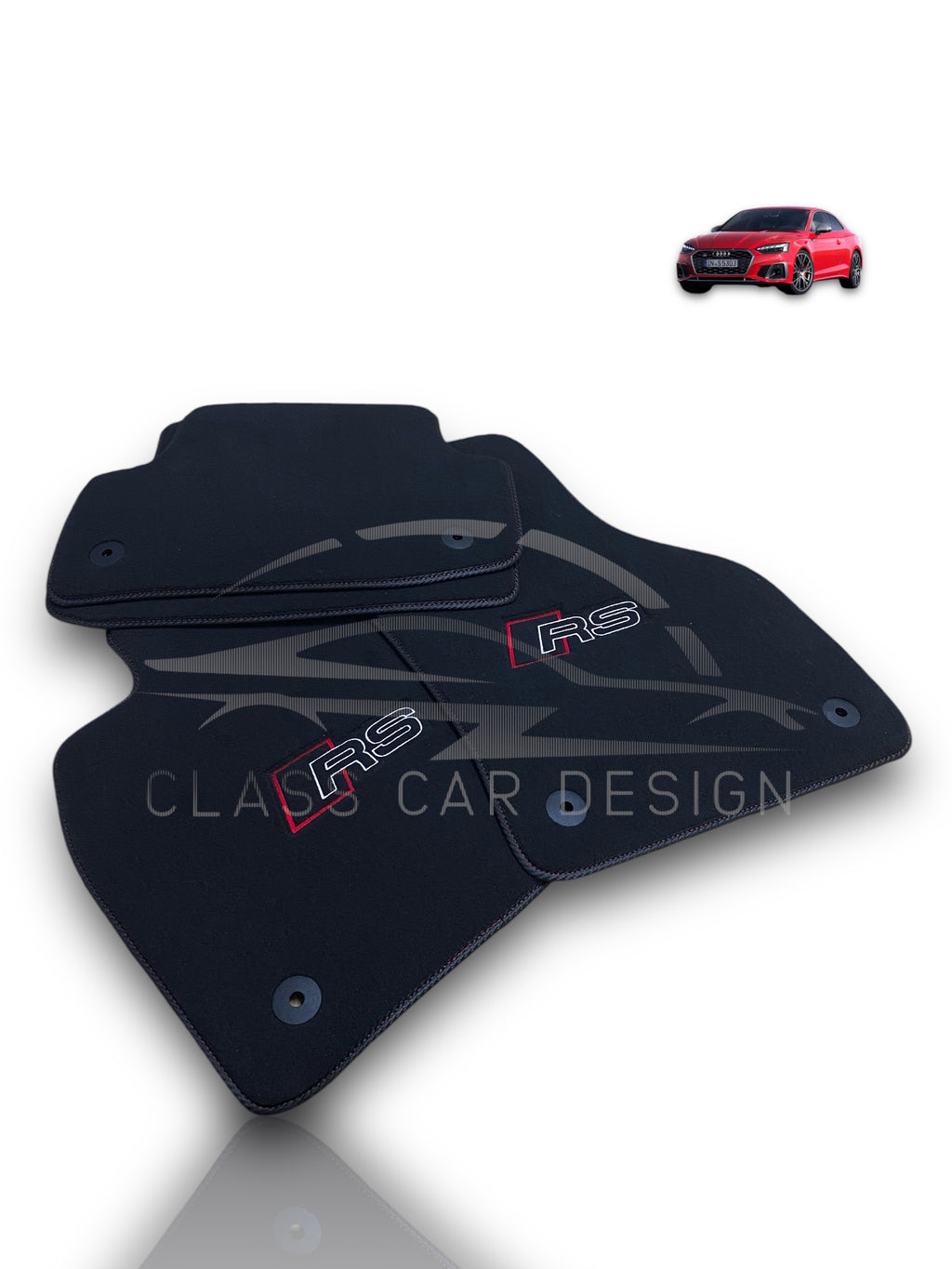 Audi RS 5 B9 2-Door Coupe (2017-2024) Custom Fit Floor Mats RS Edition - Stitching Color Options | Class Car Design