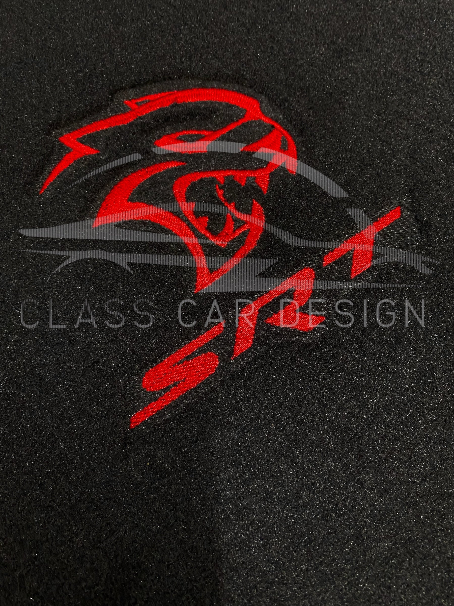 Dodge Challenger (2008+) Custom Fit Floor Mats SRT Hellcat Red - Stitching Color Options | Class Car Design