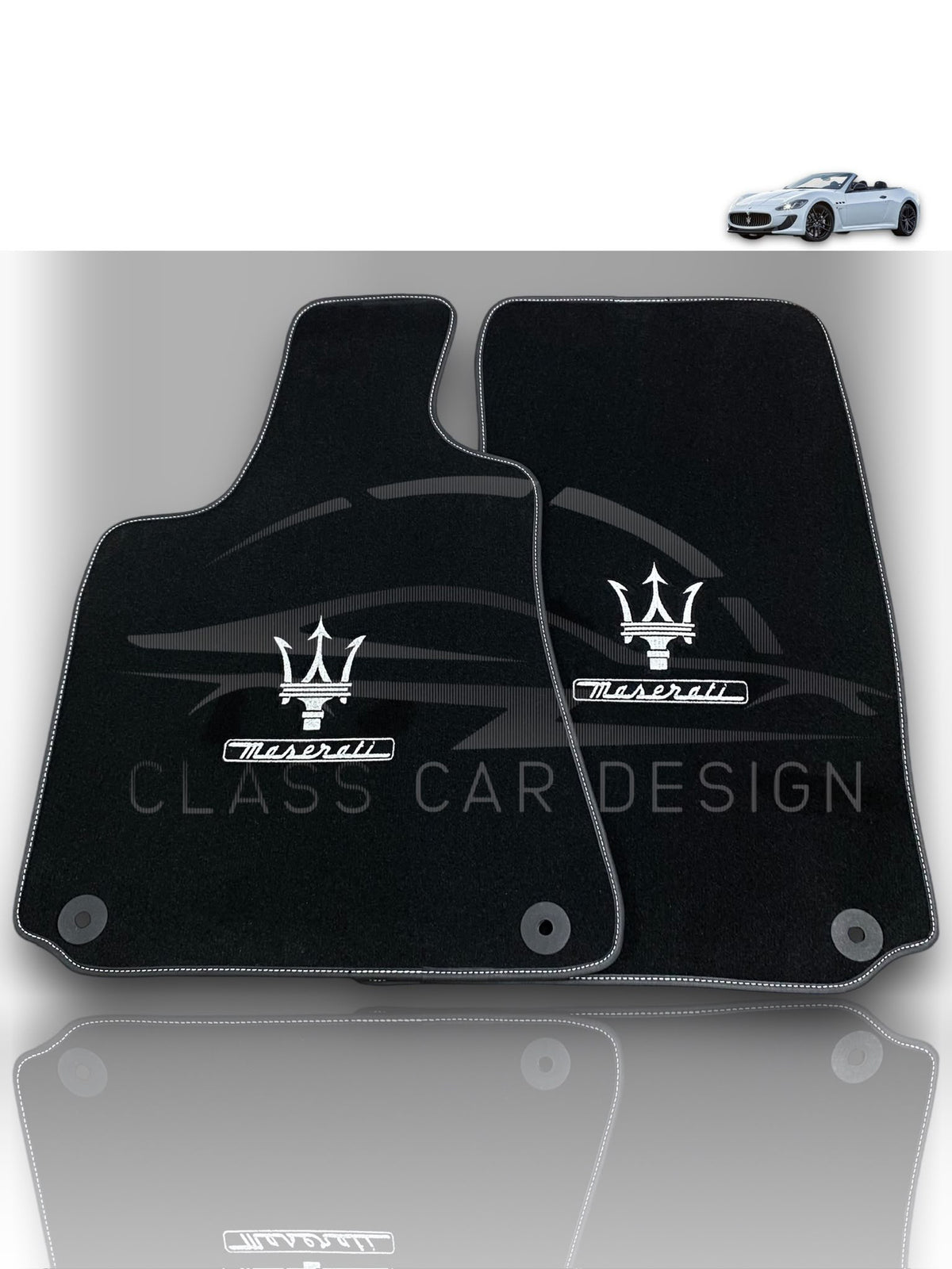 Maserati GranTurismo Sport (2012-2019) Custom Fit Floor Mats Trofeo White - Edging Color Samples | Class Car Design