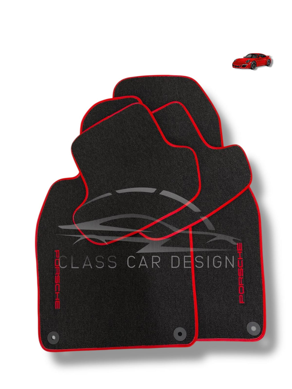 Porsche 911 996 (1998-2004) Custom Fit Floor Mats Red Edging - Edging Color Samples | Class Car Design