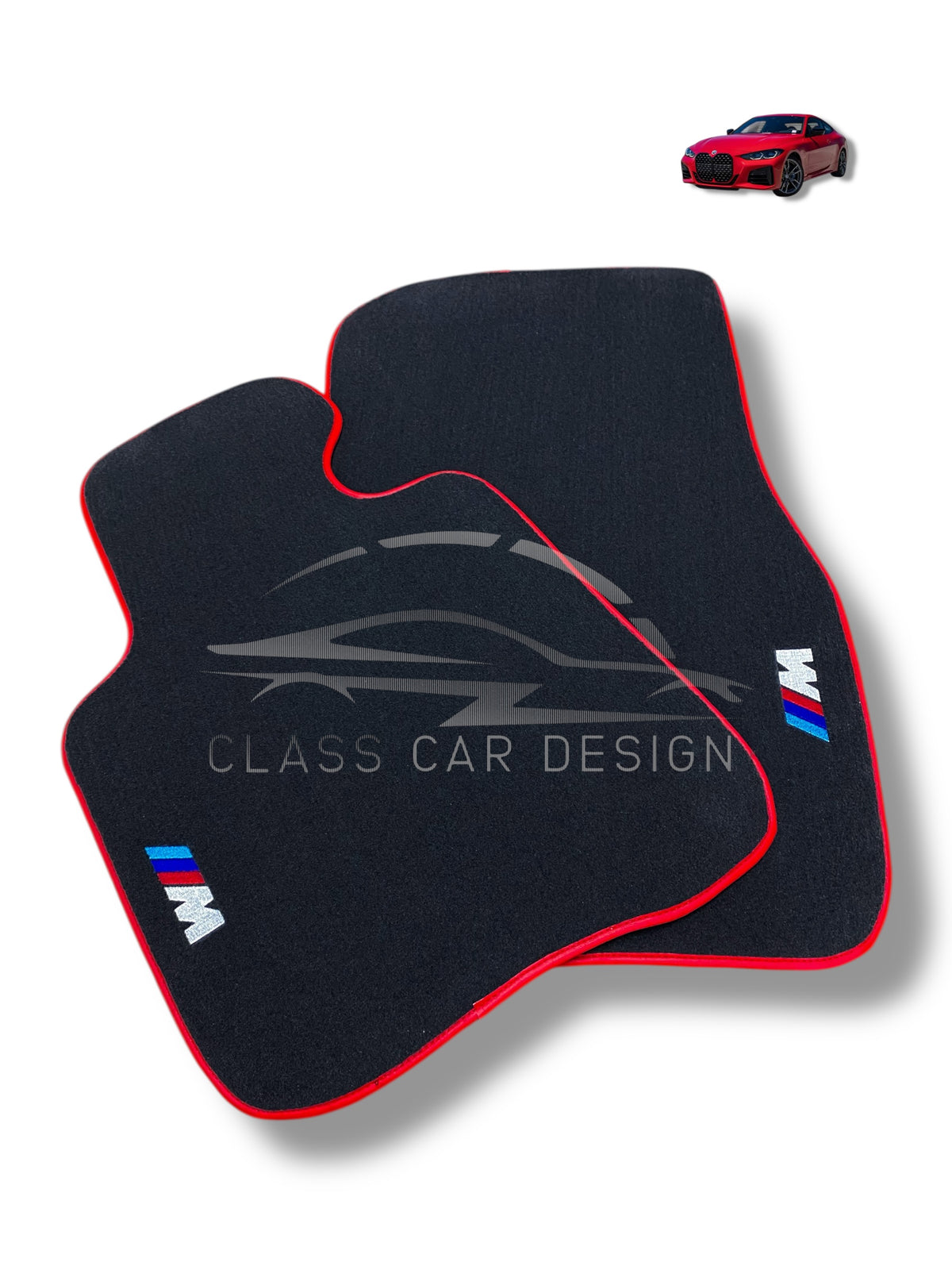BMW 5 Series G31 (2017-2023) Custom Fit Floor Mats M Sport Red Edging - Edging Color Samples | Class Car Design