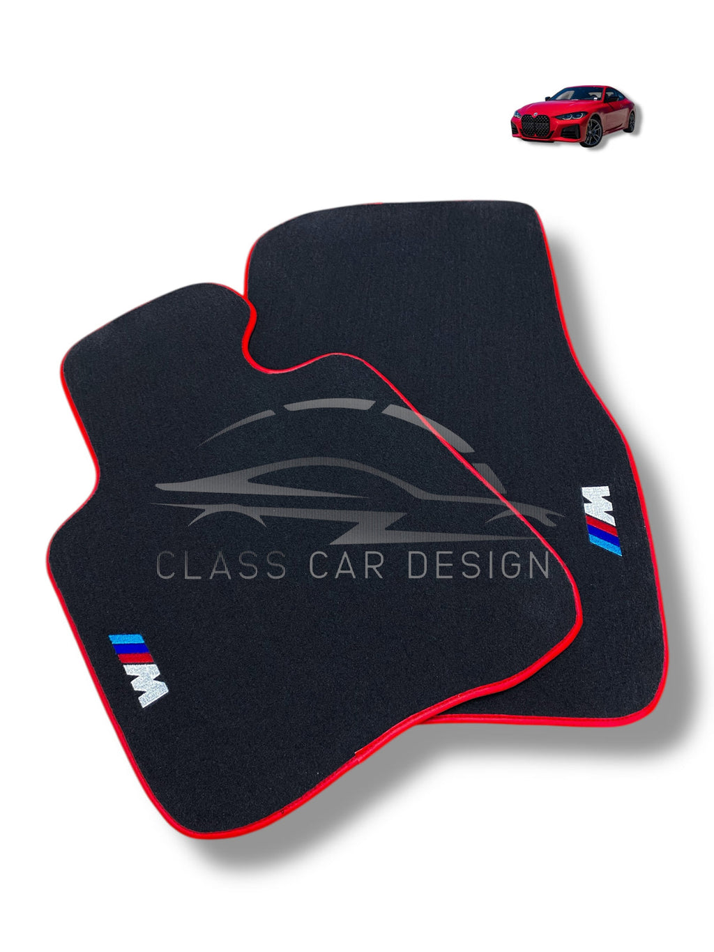 BMW 3 Series E36 Conv. (1993-2000) Custom Fit Floor Mats M Sport Red Edging - Edging Color Samples | Class Car Design
