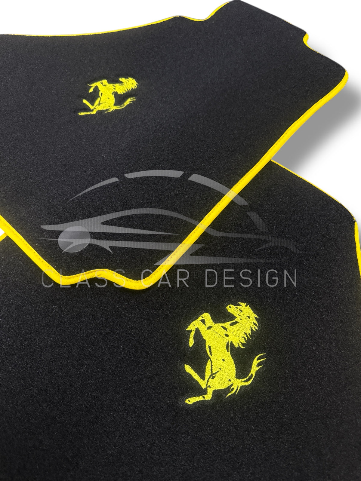 Ferrari 488 (2016-2022) Custom Fit Floor Mats Yellow Edging - Edging Color Samples | Class Car Design