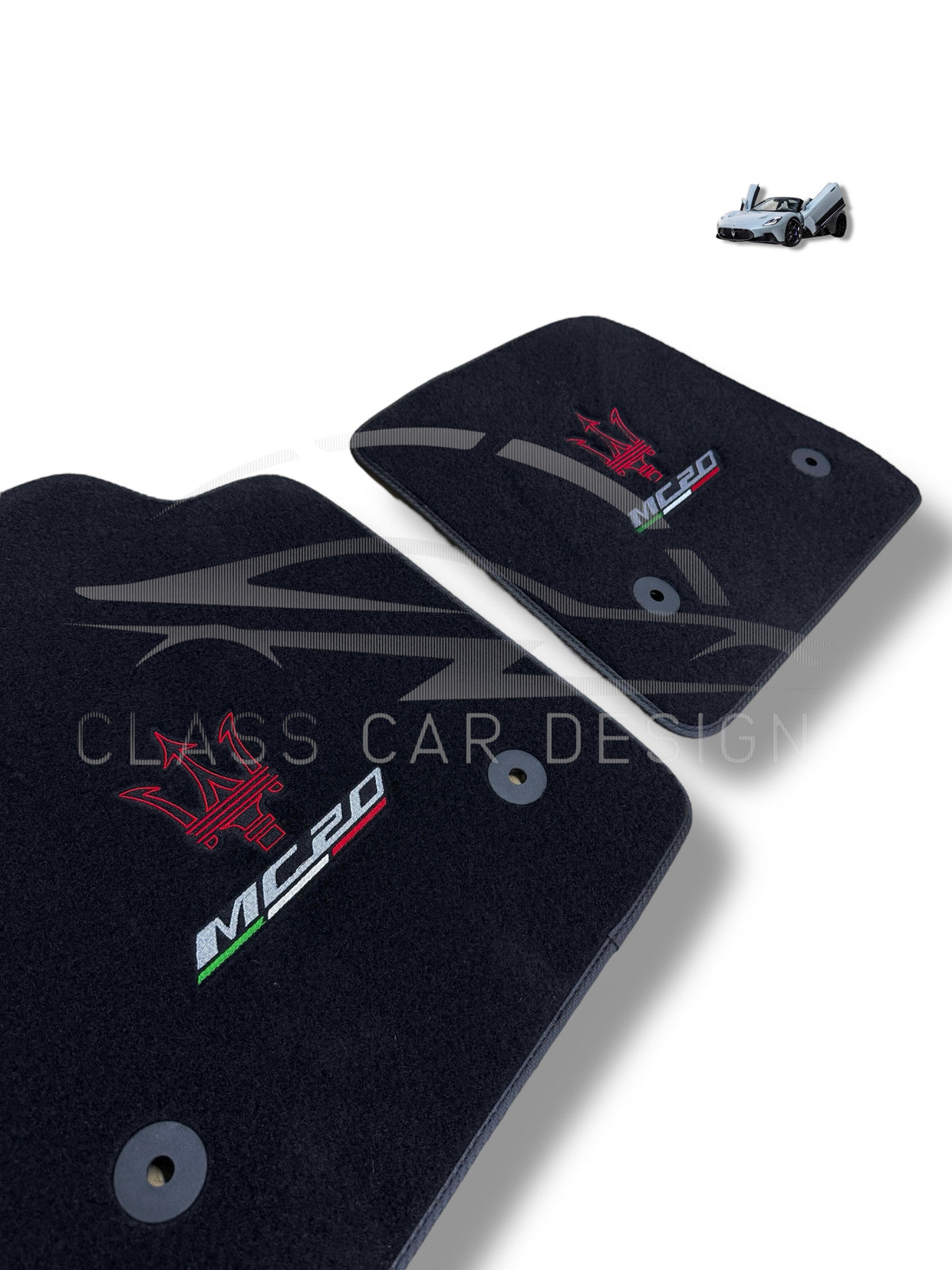 Maserati MC20 Custom Fit Floor Mats Emblem Gray Edging - Edging Color Samples | Class Car Design