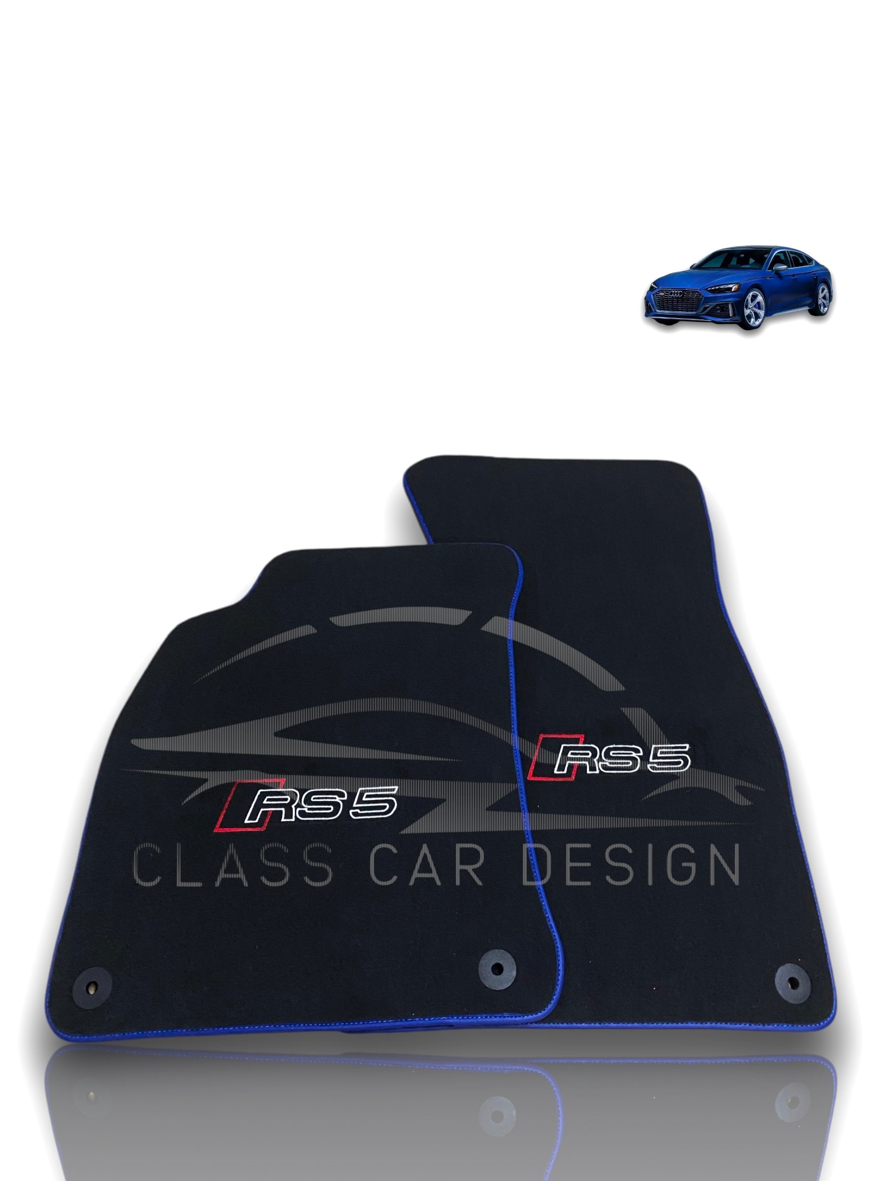 Audi RS 5 B9 5-Door Sportback (2017-2024) Custom Fit Floor Mats Blue Edging - Edging Color Samples | Class Car Design