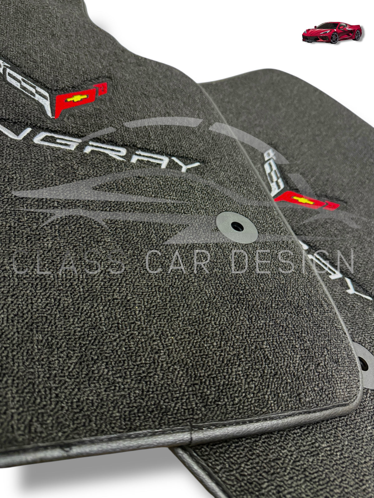 Chevrolet Corvette C8 (2020+) Custom Fit Floor Mats Stingray Emblem - Edging Color Samples | Class Car Design