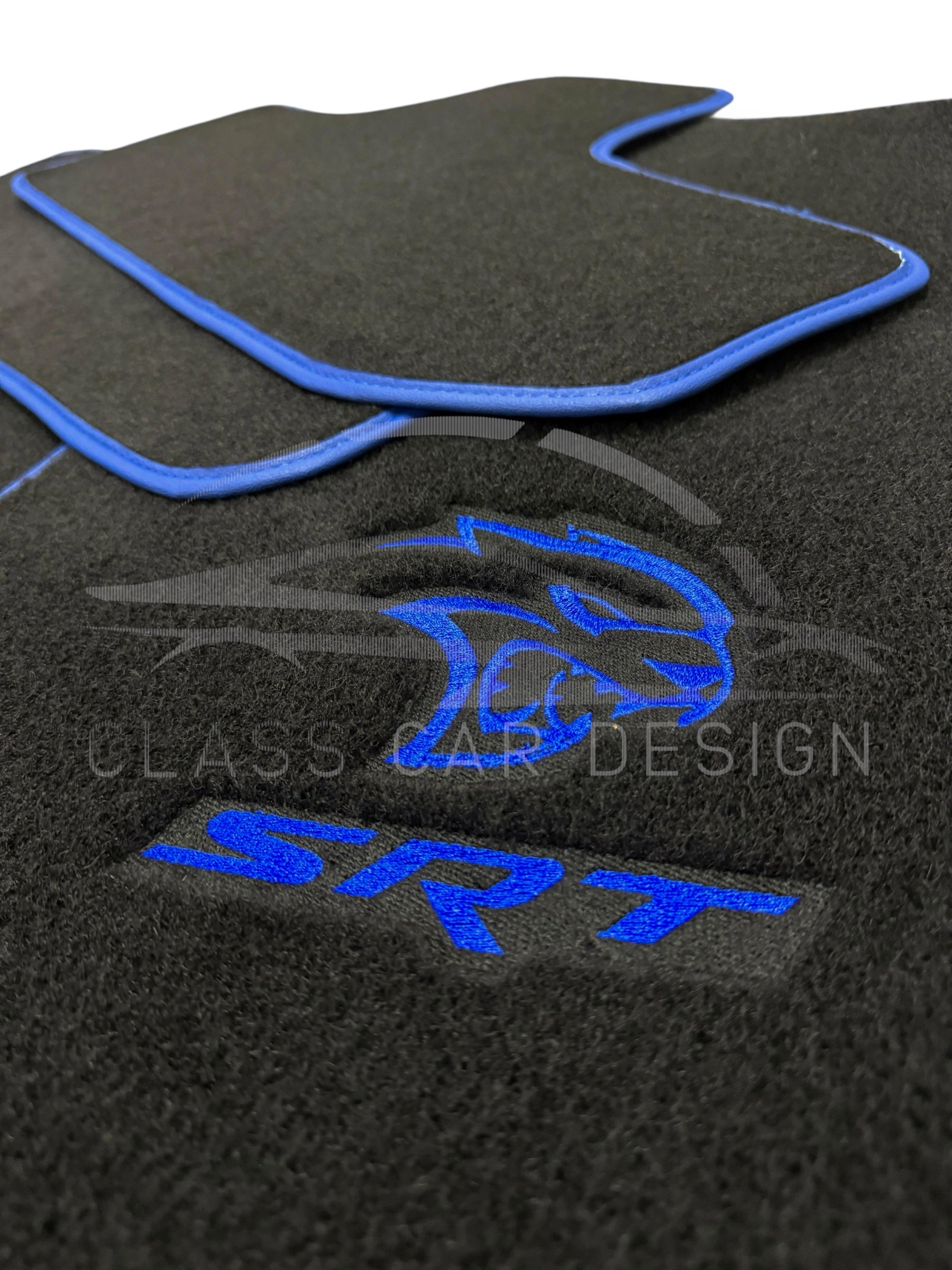 Dodge Challenger (2008+) Custom Fit Floor Mats SRT Hellcat Blue - Edging Color Samples | Class Car Design