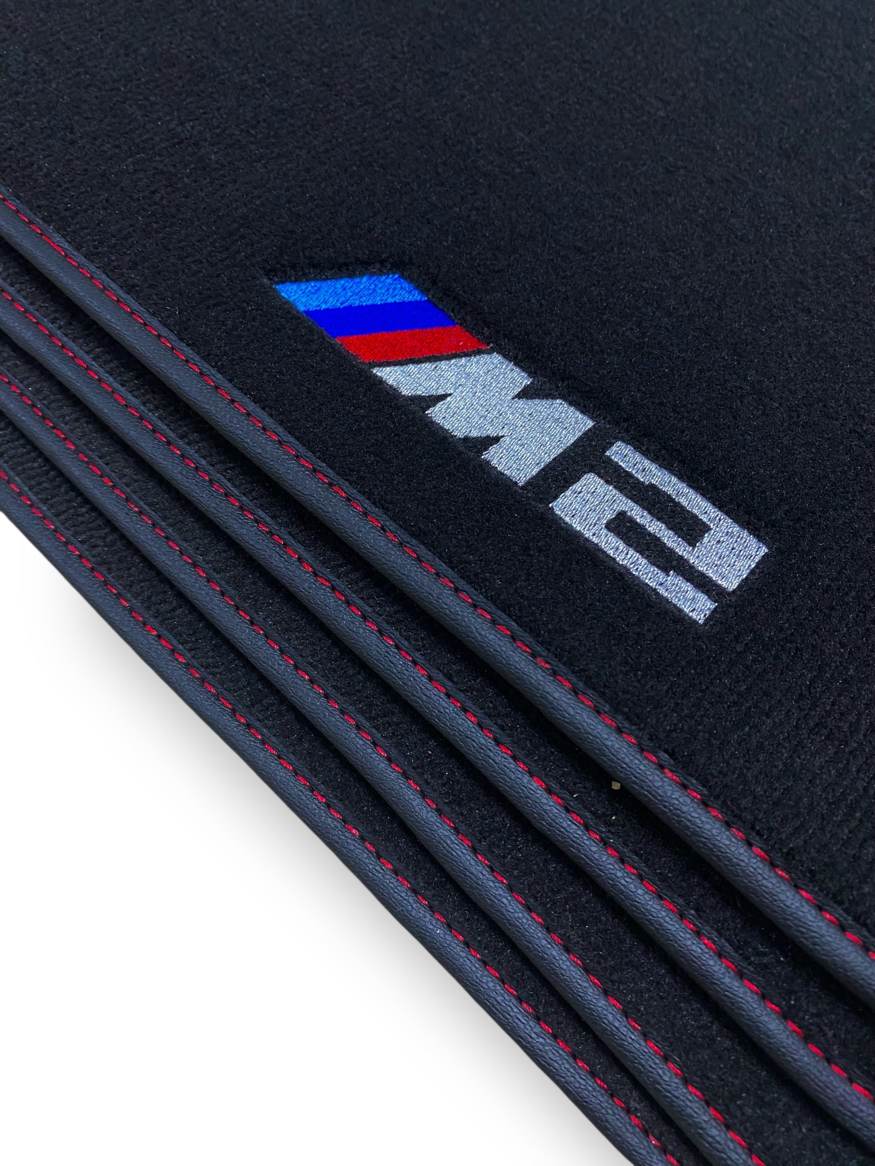 BMW M2 Series F87 (2016-2021) Custom Fit Floor Mats M Red Stitching - Edging Color Samples | Class Car Design