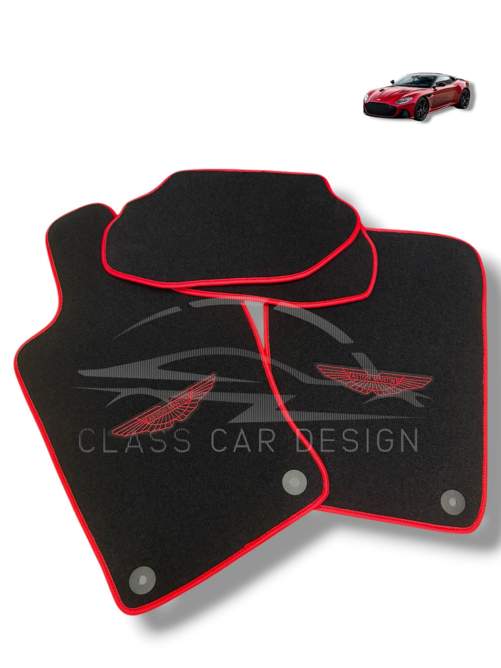 Aston Martin V8 Vantage (2005-2018) Custom Fit Floor Mats AMR Red - Edging Color Samples | Class Car Design