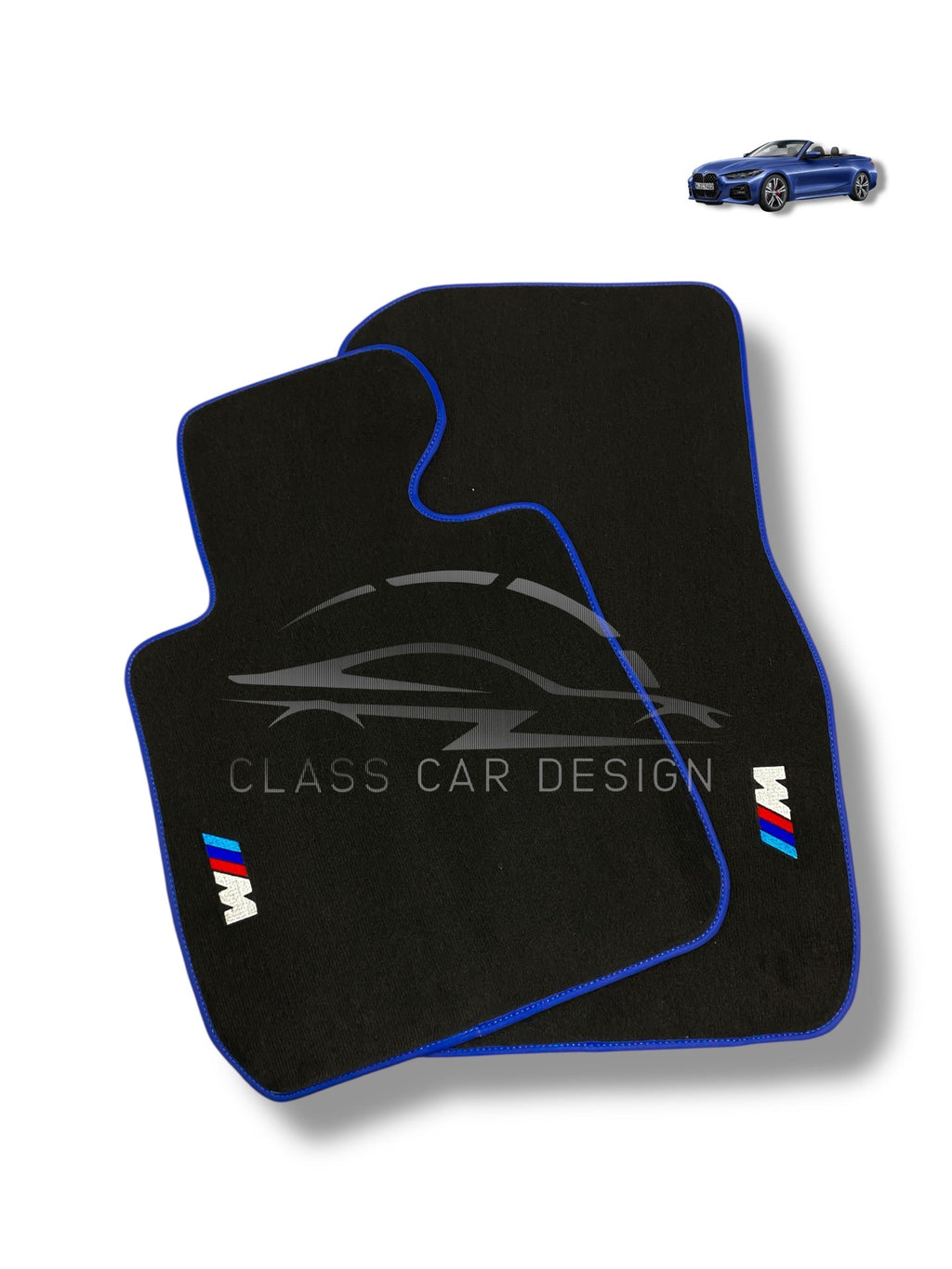 BMW 3 Series E36 Conv. (1993-2000) Custom Fit Floor Mats M Sport Blue Edging - Color Options Chart | Class Car Design