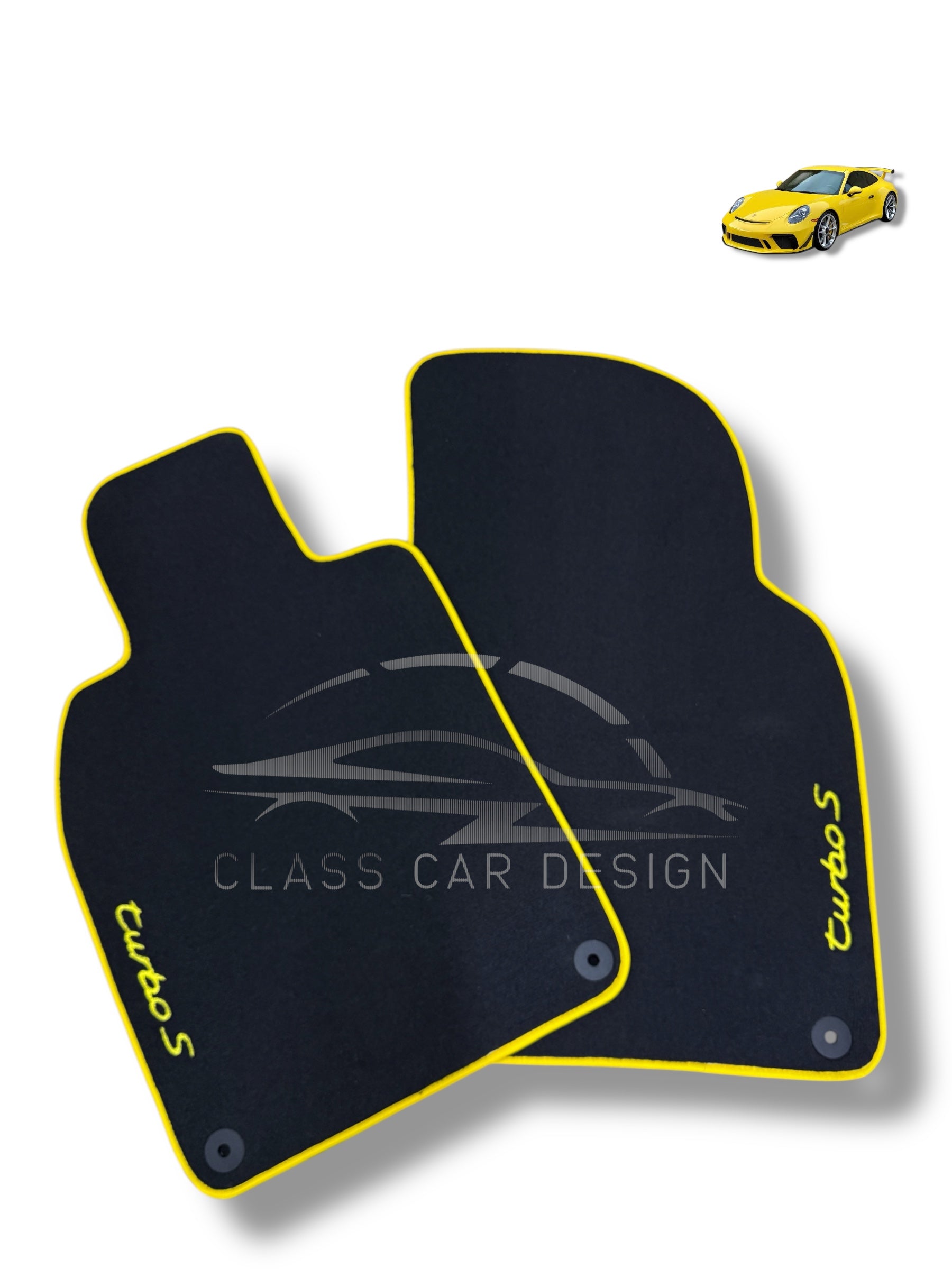 Porsche Classic 911 (1963-1989) Custom Fit Floor Mats Turbo S Yellow Edging - Color Options Chart | Class Car Design