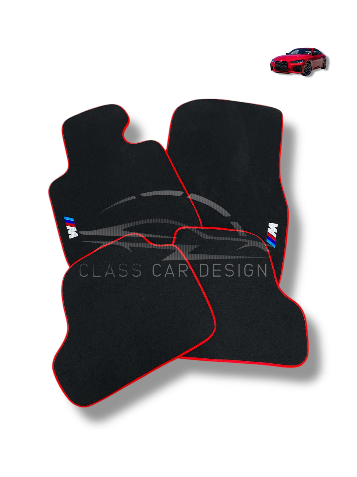 BMW 5 Series E60 (2003-2010) Custom Fit Floor Mats M Sport Red Edging - Color Options Chart | Class Car Design