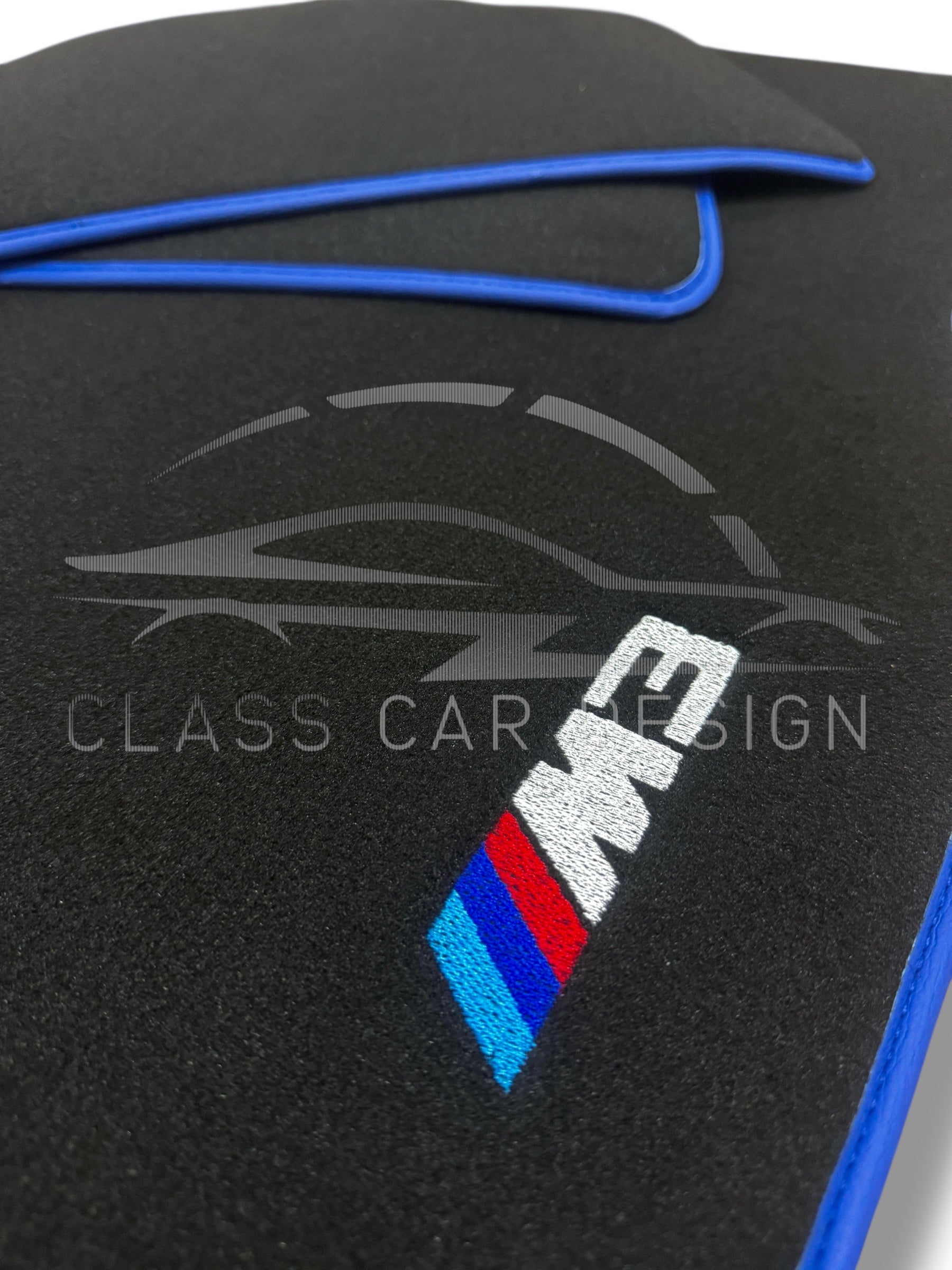 BMW M3 4-door E90 (2007-2013) Custom Fit Floor Mats M Blue Edging - Edging Color Samples | Class Car Design