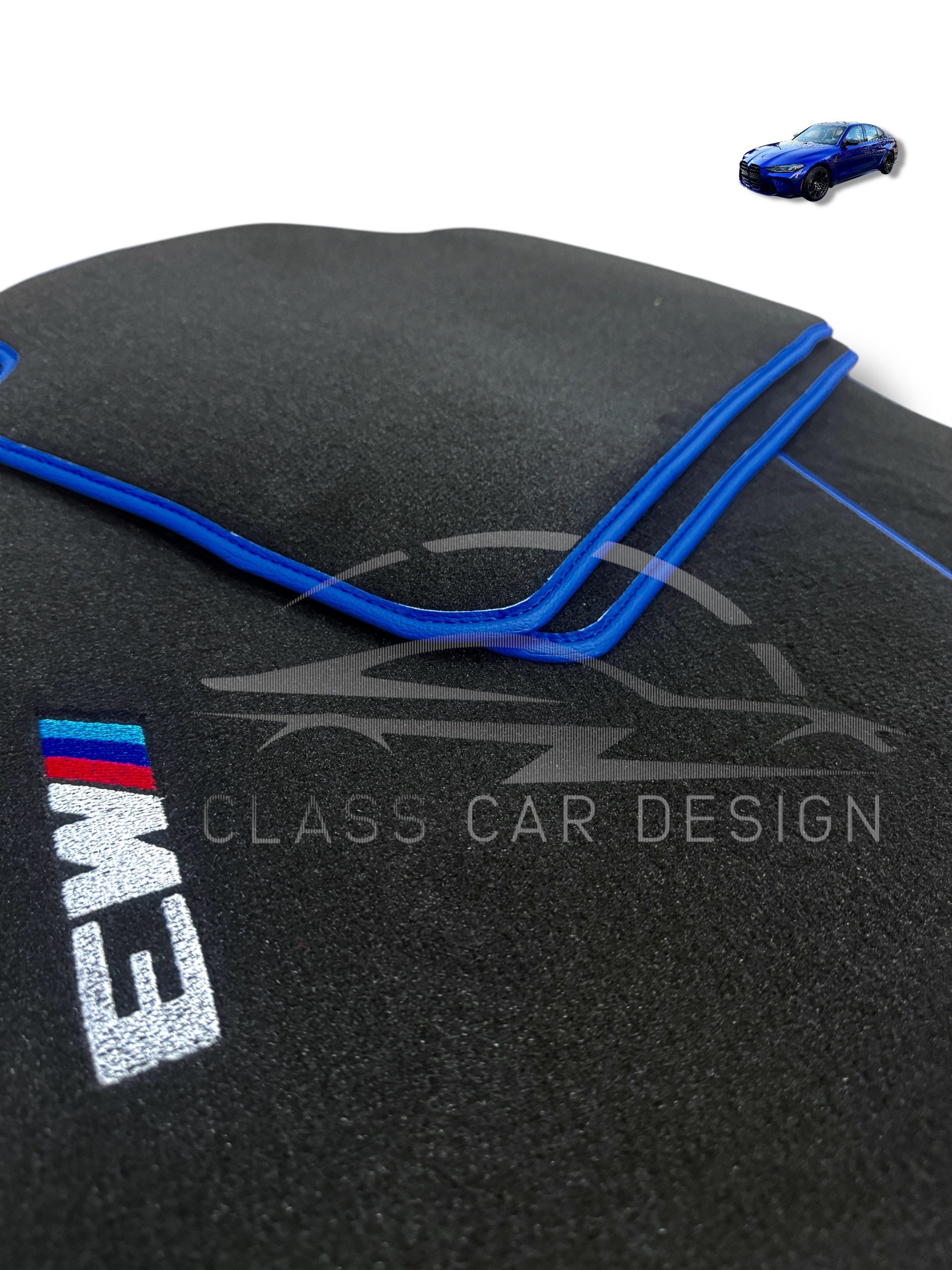 BMW M3 E92 (2007-2013) Custom Fit Floor Mats M Blue Edging - Color Options Chart | Class Car Design