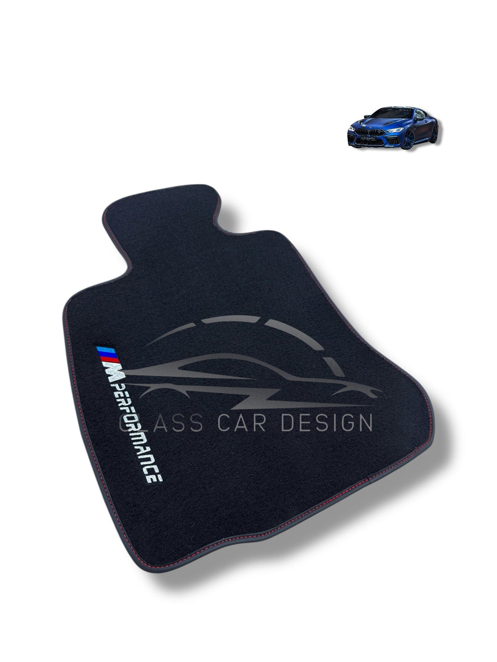 BMW Z3 E36 Conv. (1996-2002) Custom Fit Floor Mats M Performance Red Stitching - Side View | Class Car Design