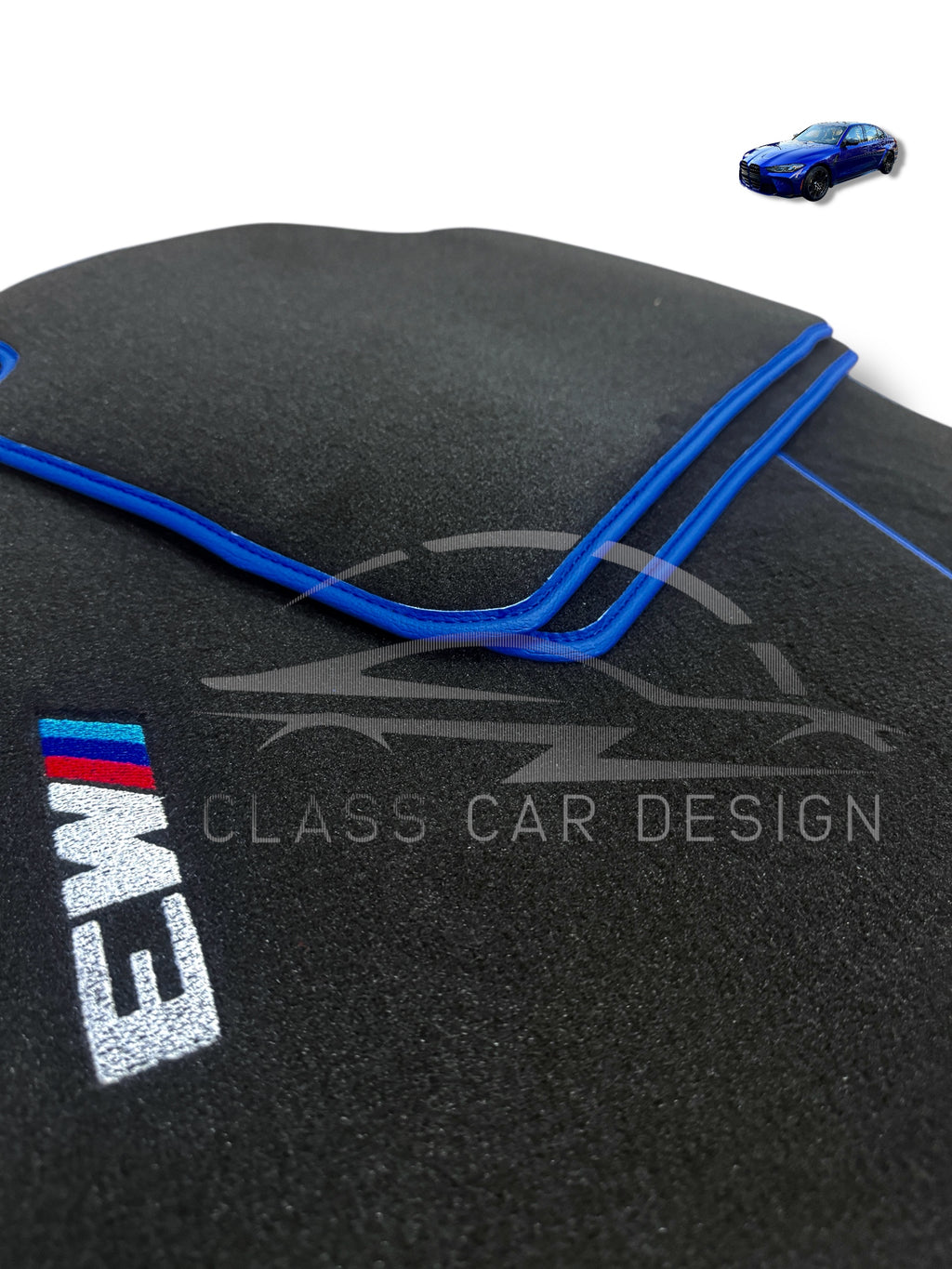 BMW M3 E93 Conv. (2007-2013) Custom Fit Floor Mats M Blue Edging - Color Options Chart | Class Car Design