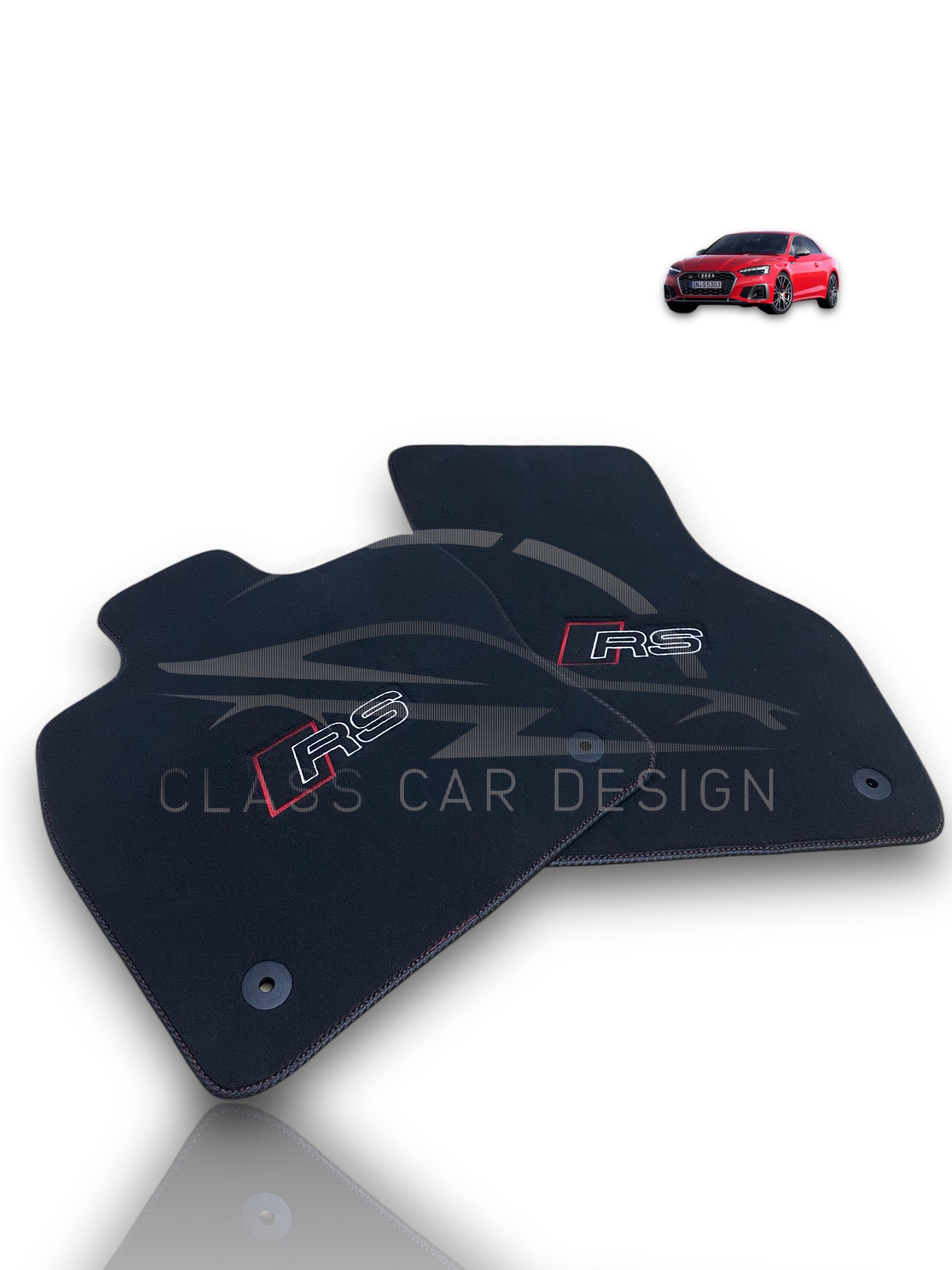 Audi RS 4 B8 5-Door Estate (2012-2015) Custom Fit Floor Mats RS Edition - Close-Up Detail | Class Car Design