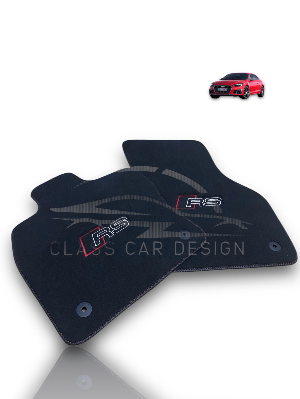Audi RS 5 B9 5-Door Sportback (2017-2024) Custom Fit Floor Mats RS Edition - Close-Up Detail | Class Car Design